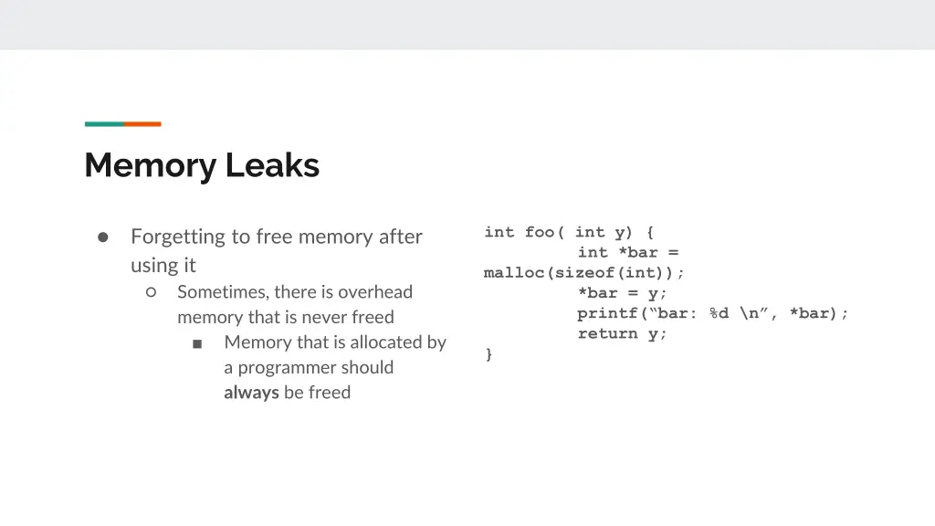 memory leaks