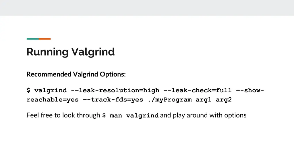 running valgrind