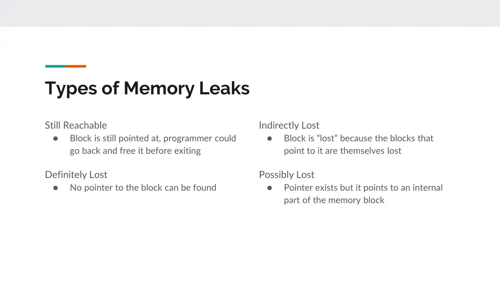 types of memory leaks