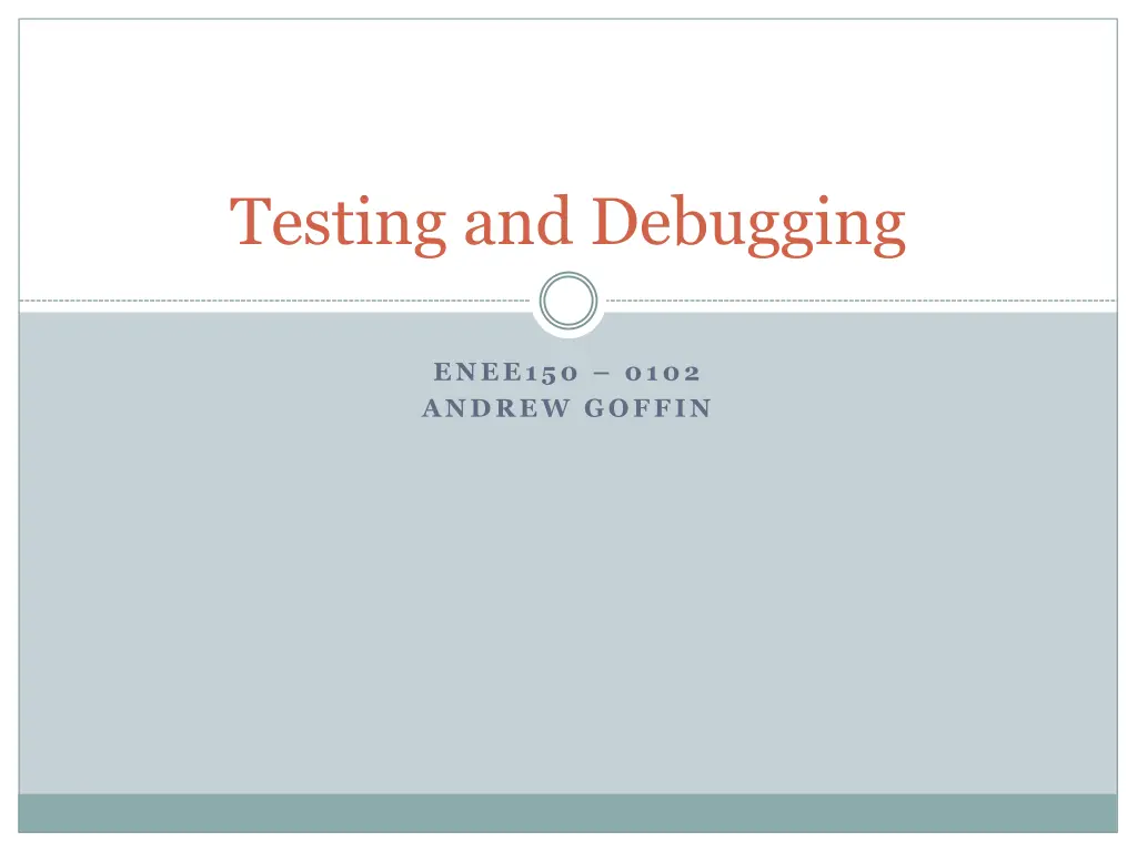 testing and debugging