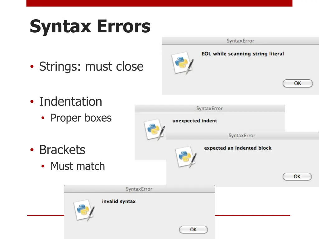 syntax errors