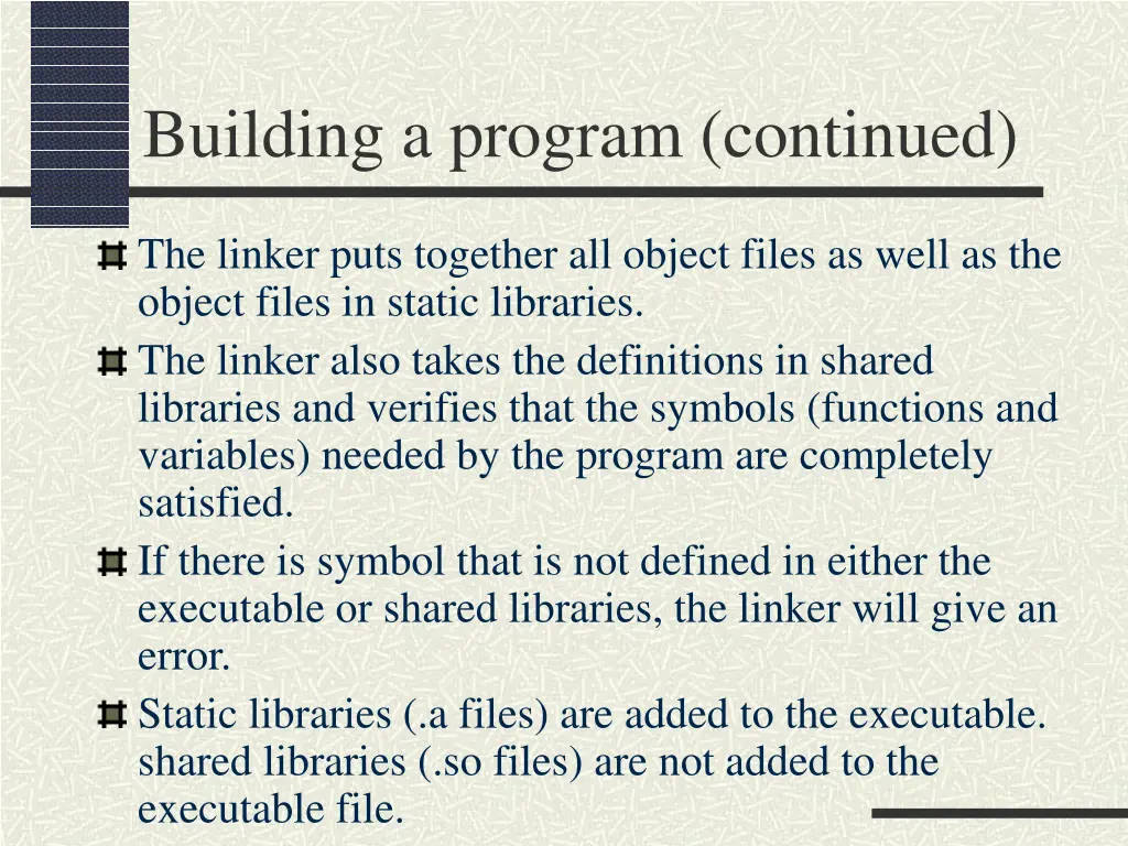 building a program continued