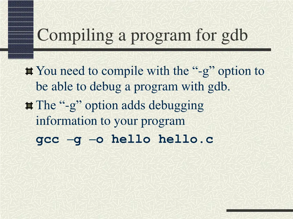 compiling a program for gdb