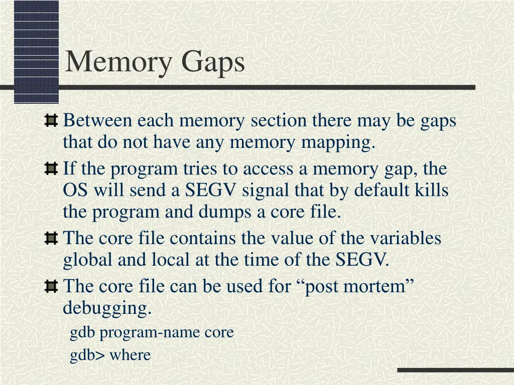 memory gaps