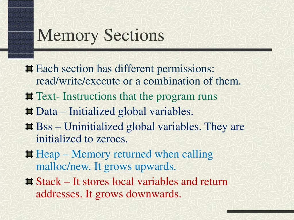 memory sections 1