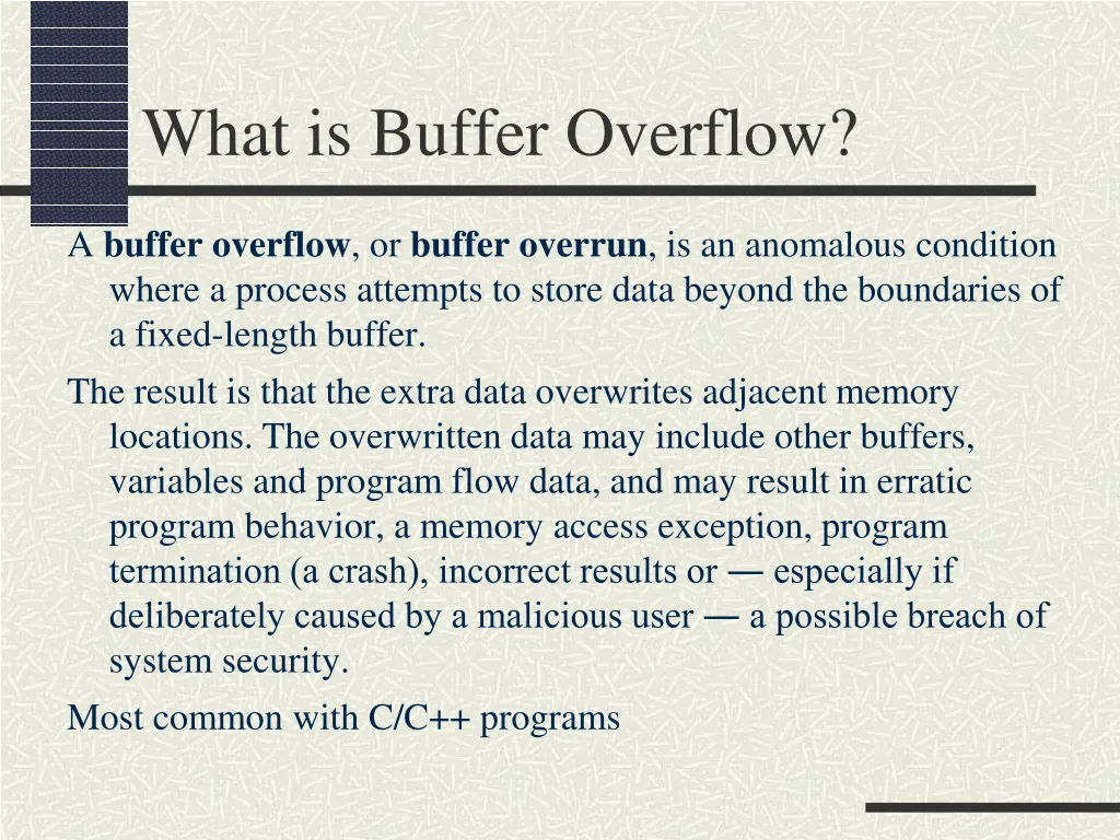 what is buffer overflow