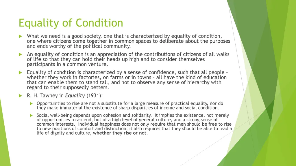 equality of condition