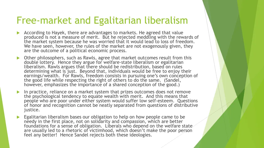 free market and egalitarian liberalism
