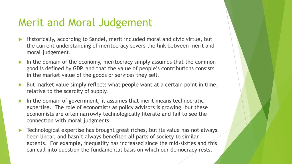 merit and moral judgement