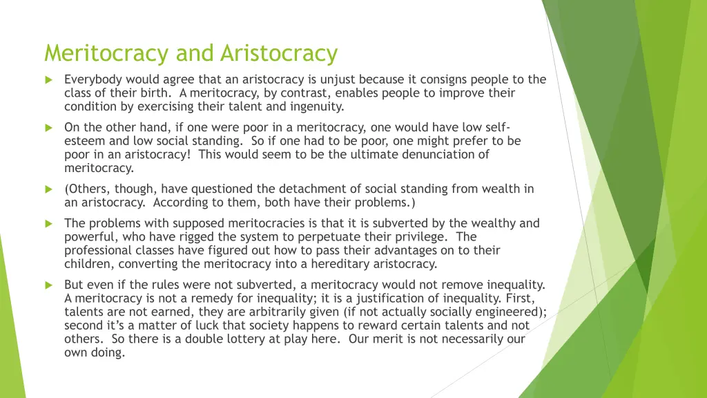 meritocracy and aristocracy