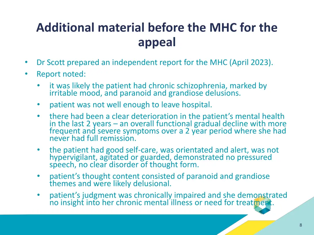 additional material before the mhc for the appeal 1