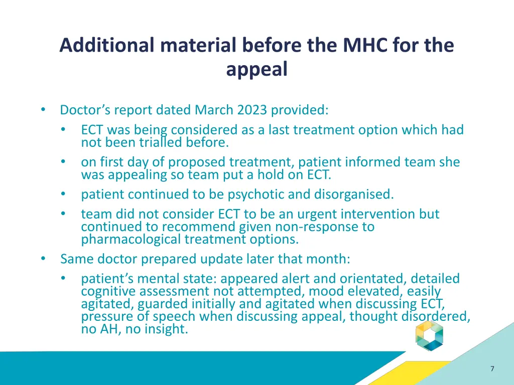 additional material before the mhc for the appeal