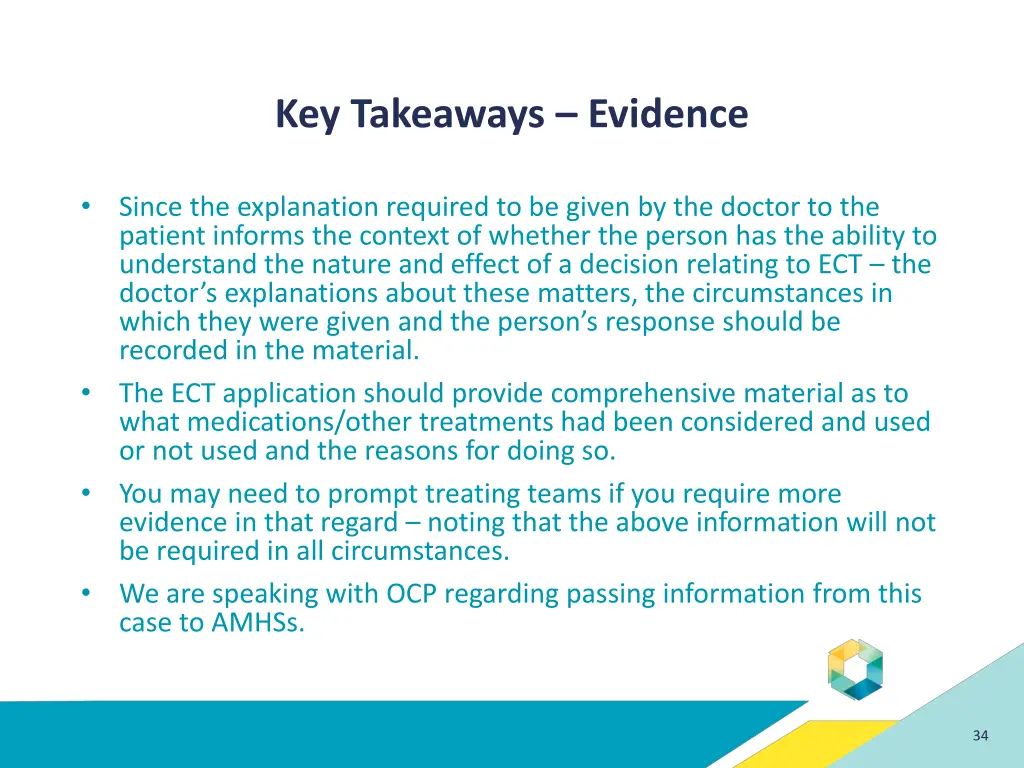 key takeaways evidence