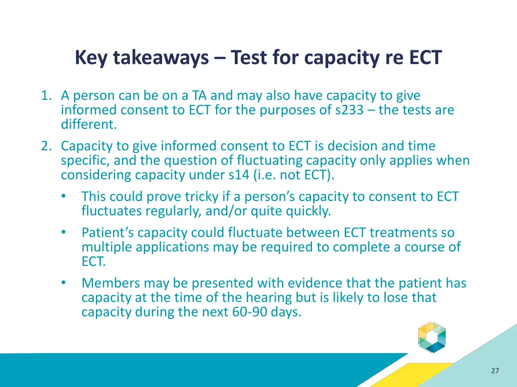 key takeaways test for capacity re ect