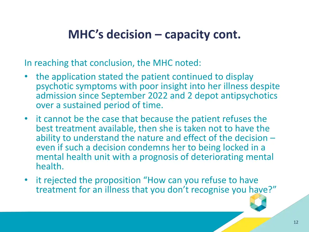 mhc s decision capacity cont