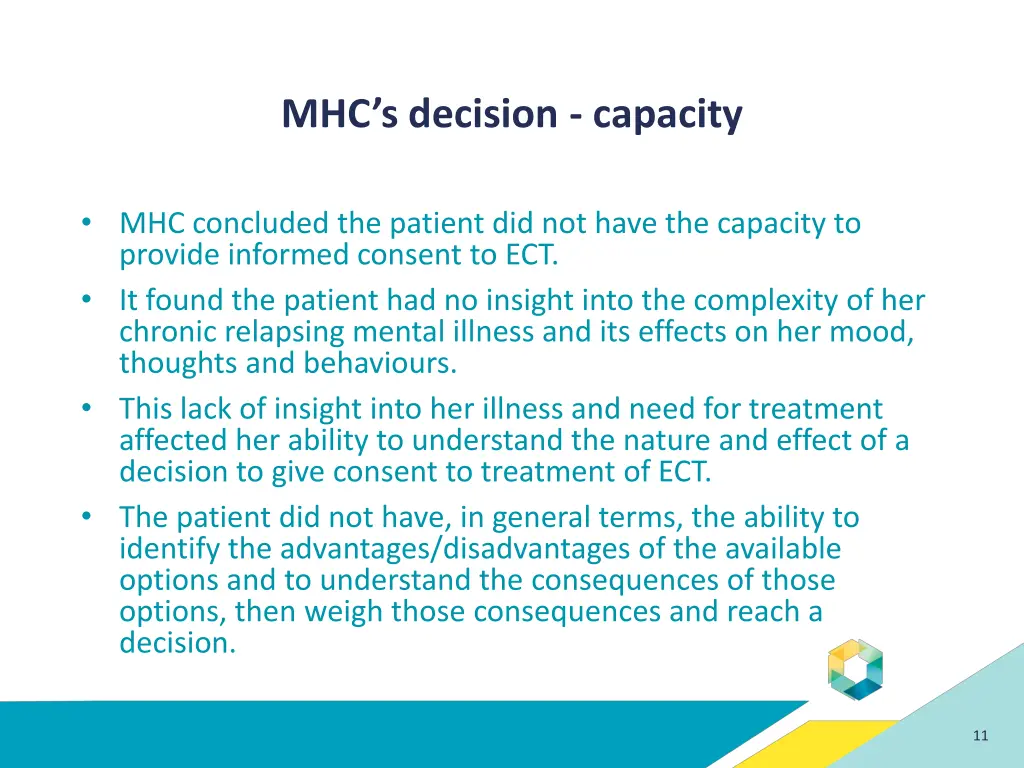 mhc s decision capacity