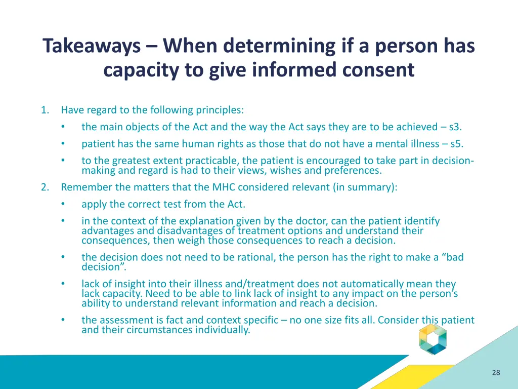 takeaways when determining if a person