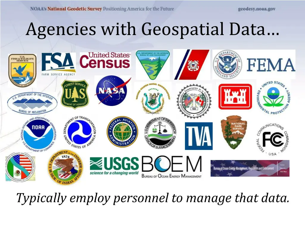 agencies with geospatial data