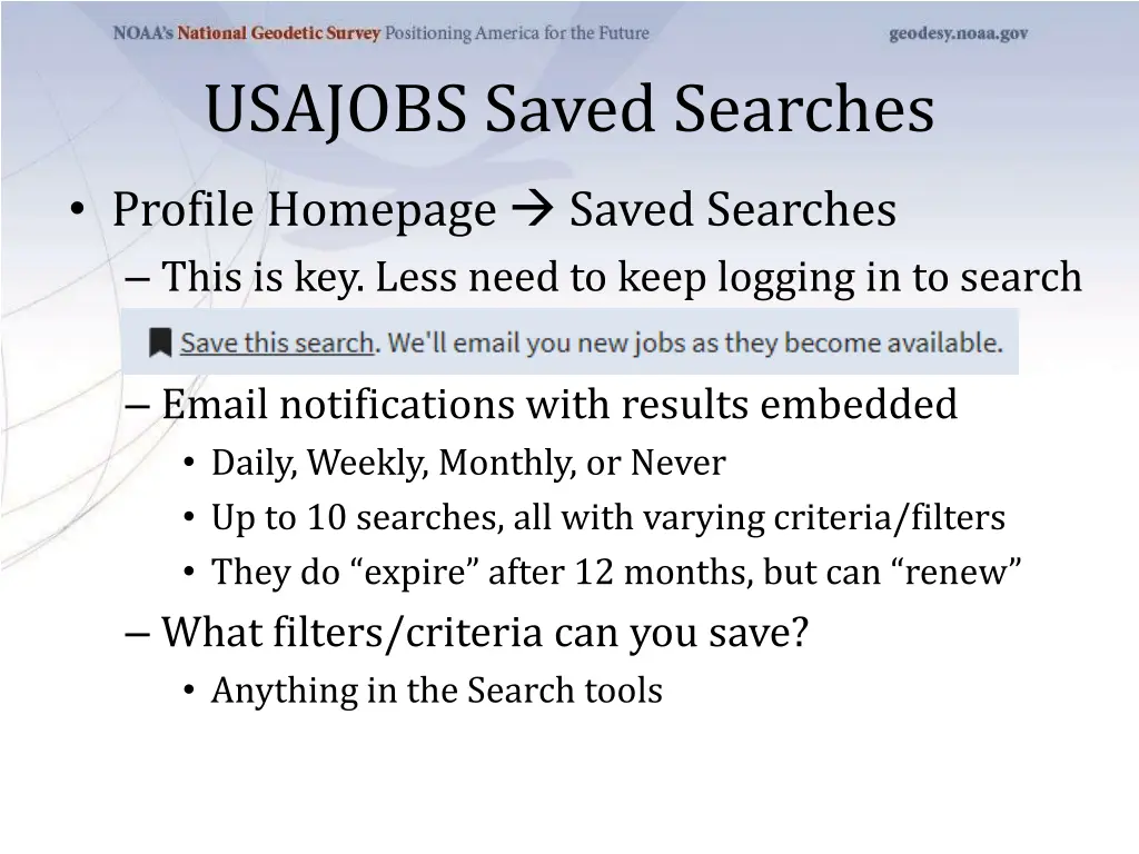 usajobs saved searches
