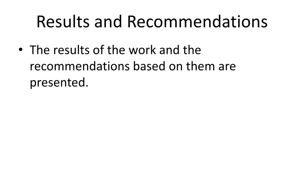 results and recommendations