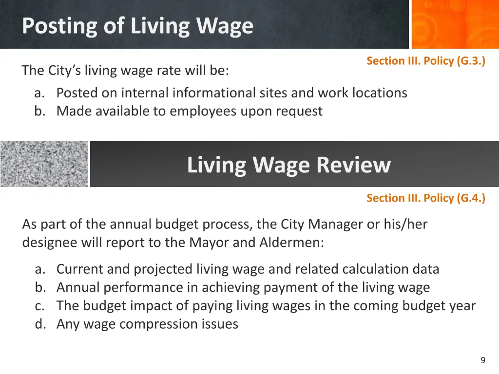 posting of living wage