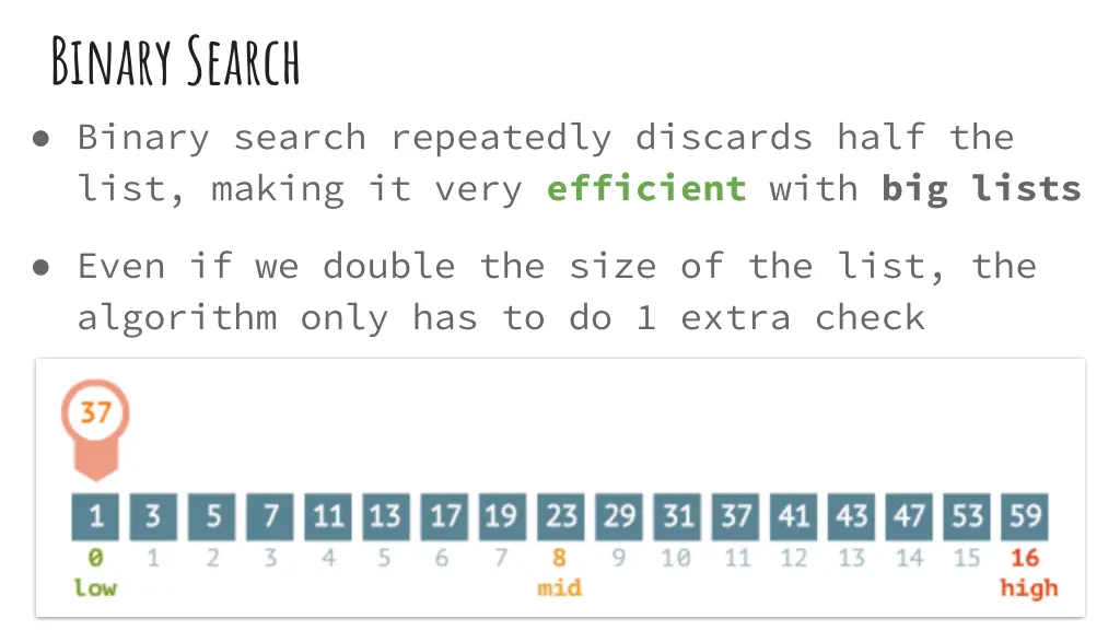 binary search binary search repeatedly discards