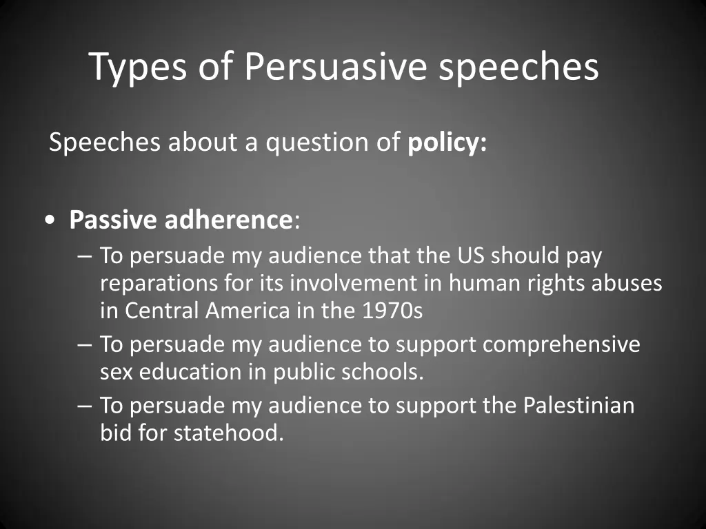 types of persuasive speeches 9