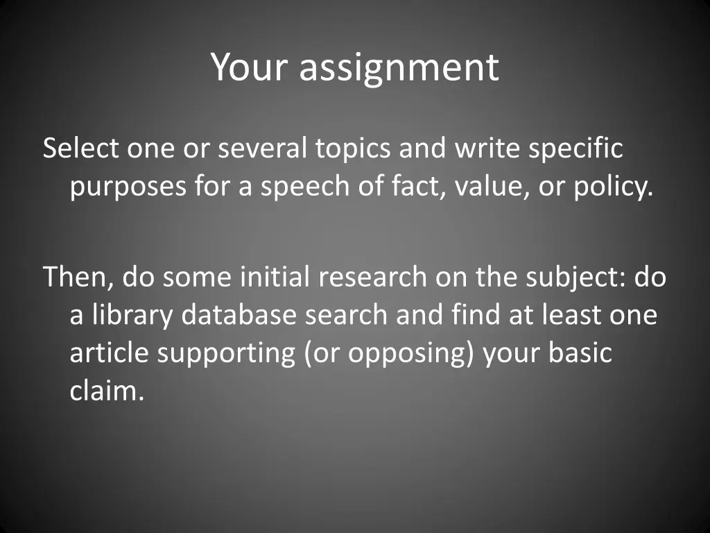 your assignment 1