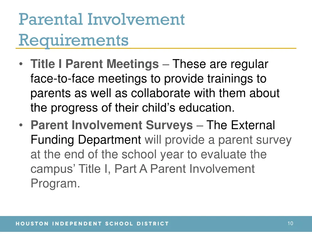 parental involvement requirements 1