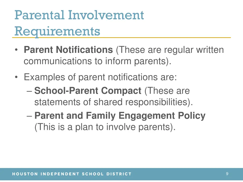 parental involvement requirements