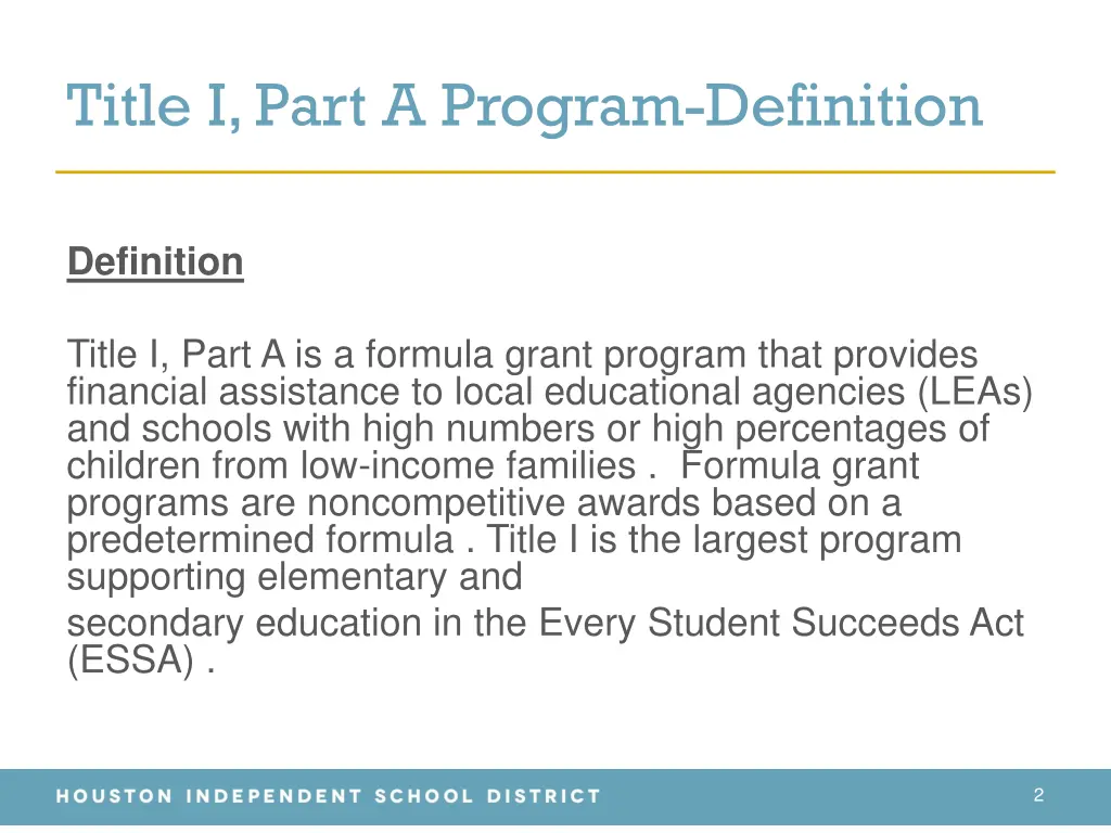 title i part a program definition