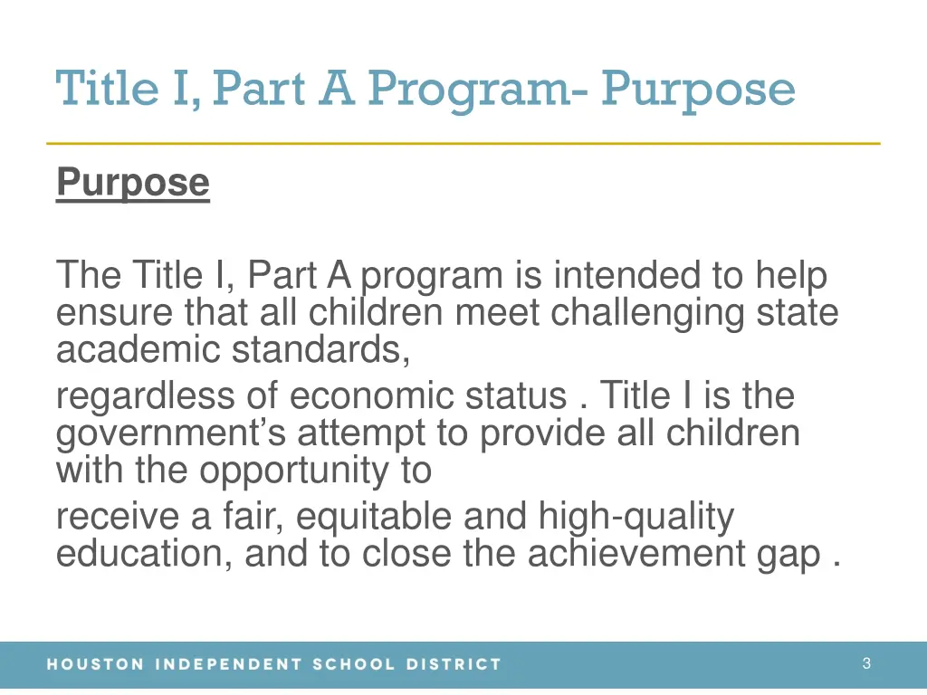 title i part a program purpose