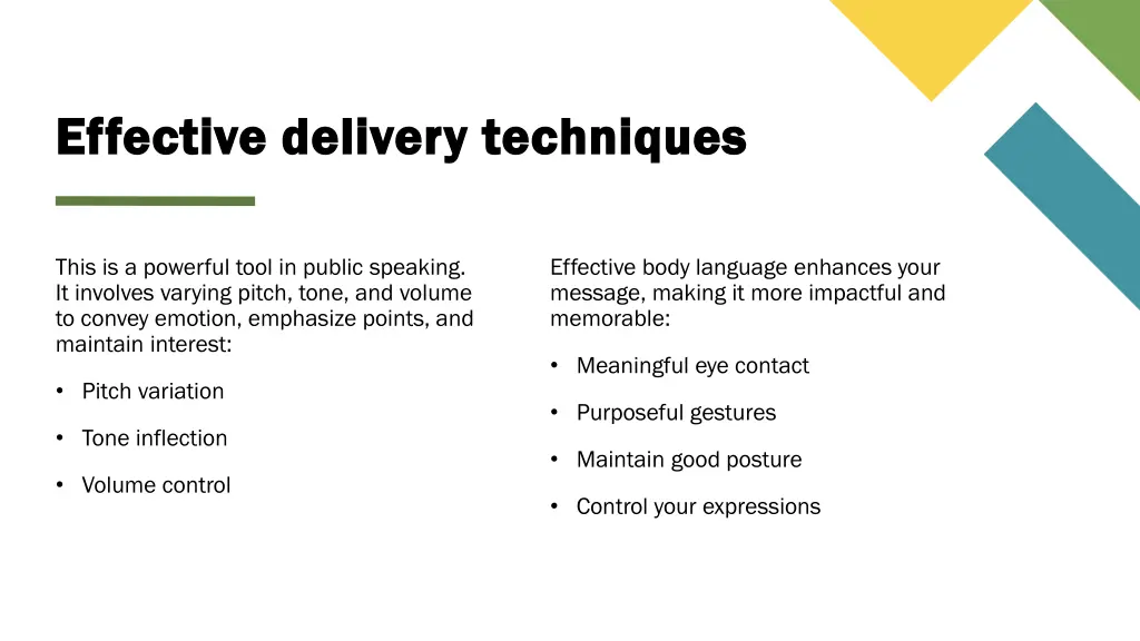 effective delivery techniques effective delivery