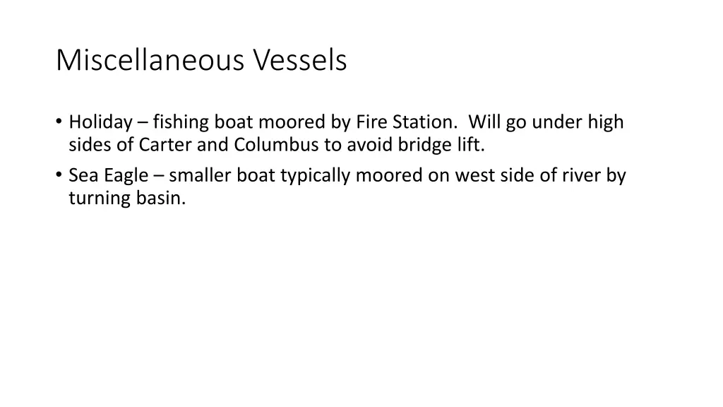 miscellaneous vessels