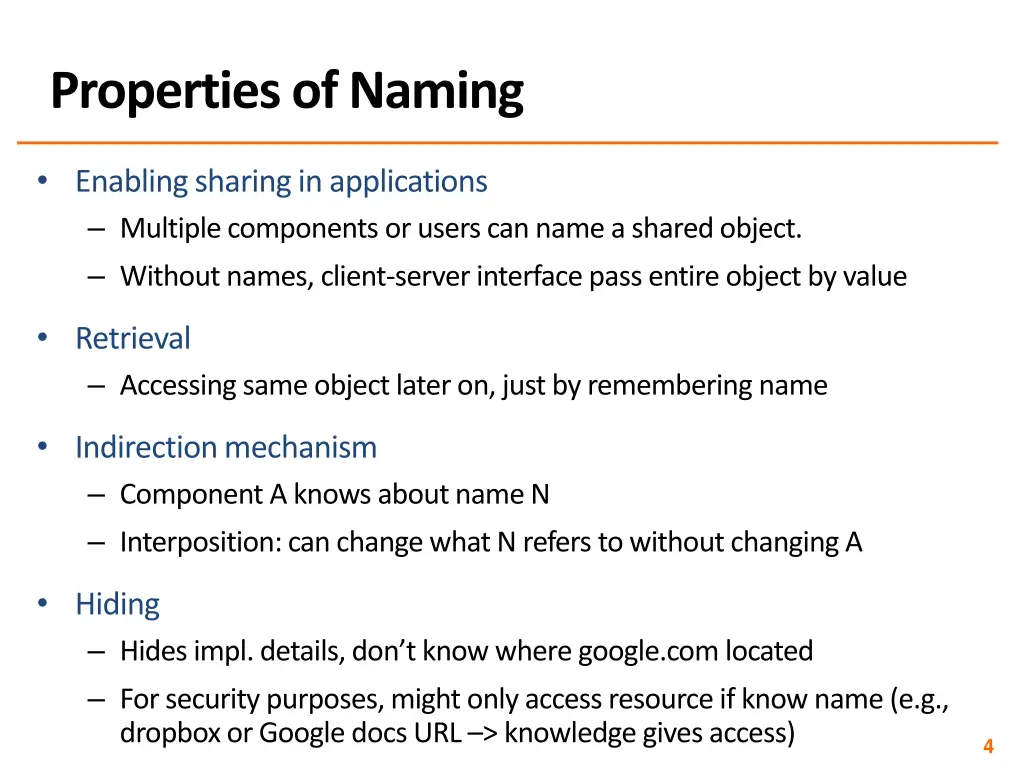 properties of naming