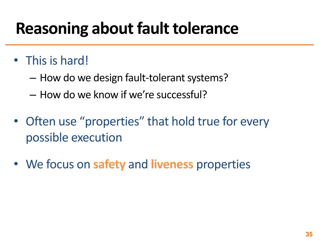 reasoning about fault tolerance