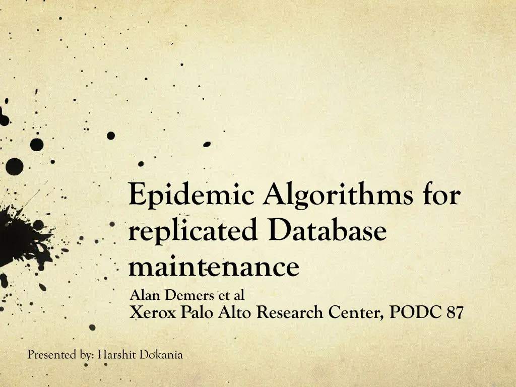 epidemic algorithms for replicated database