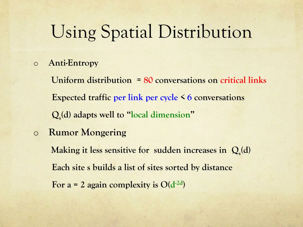 using spatial distribution