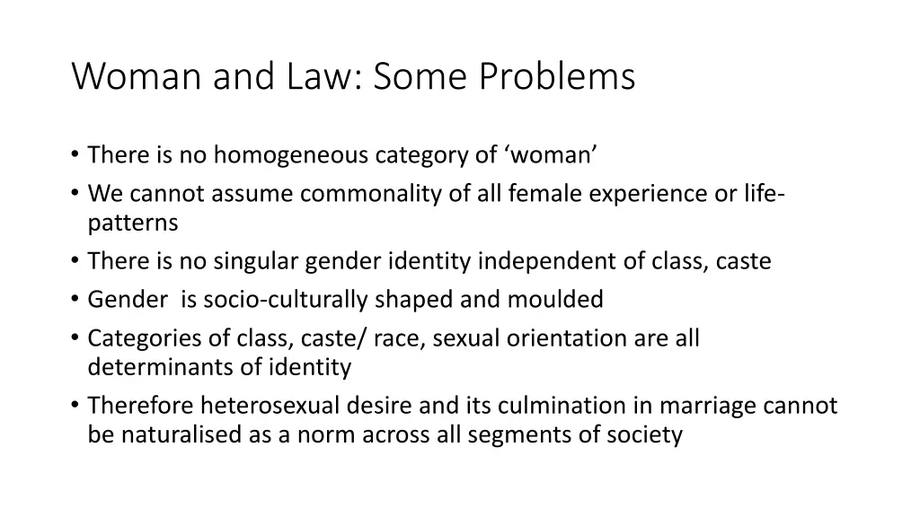 woman and law some problems
