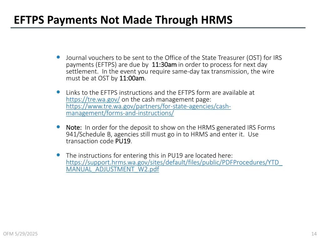 eftps payments not made through hrms