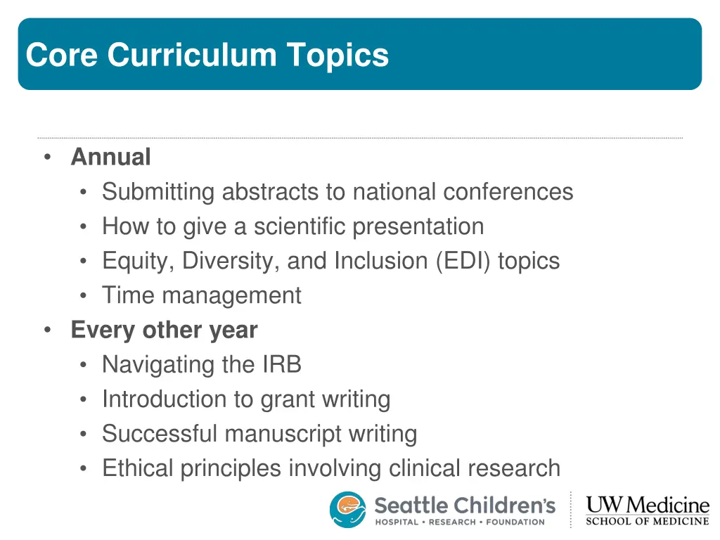 core curriculum topics