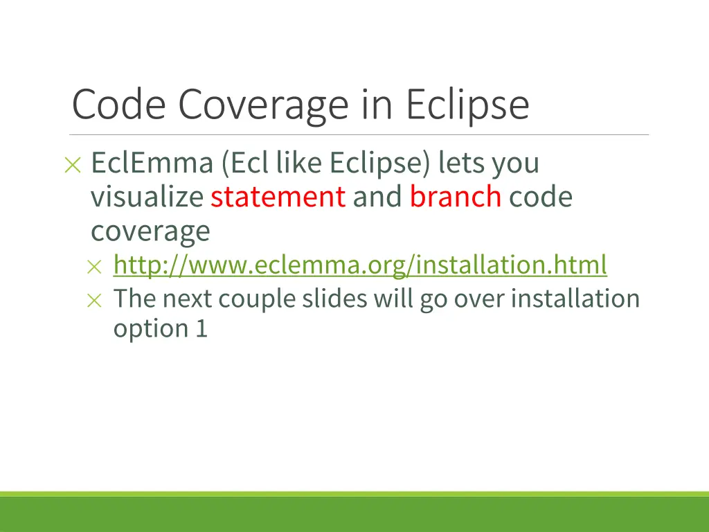 code coverage in eclipse eclemma ecllike eclipse