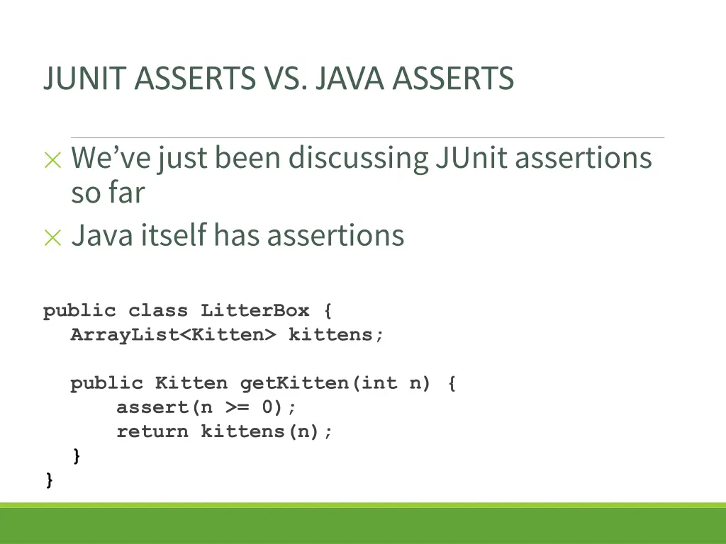 junit asserts vs java asserts