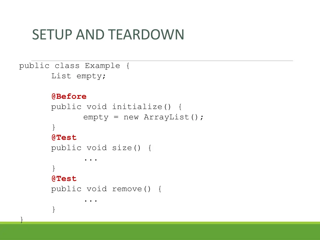 setup and teardown 1