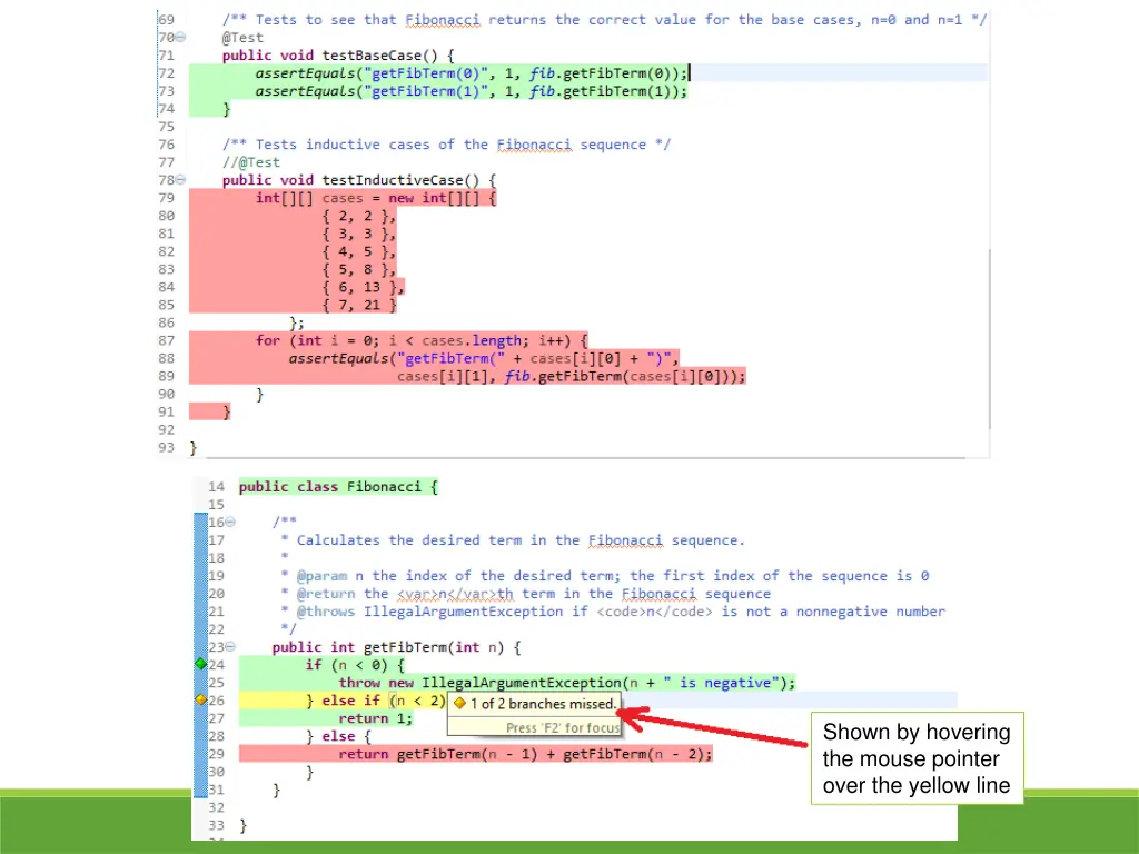 shown by hovering the mouse pointer over