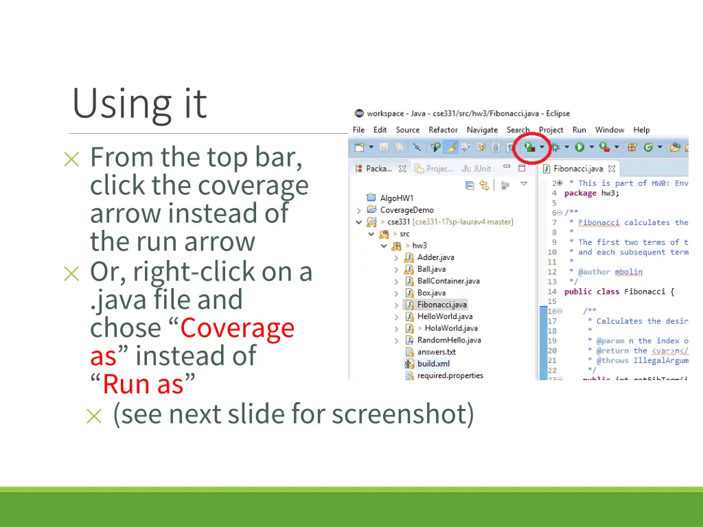 using it from the top bar click the coverage