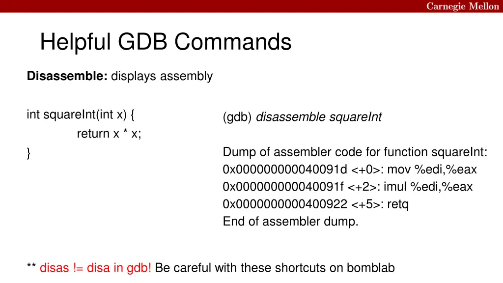 helpful gdb commands