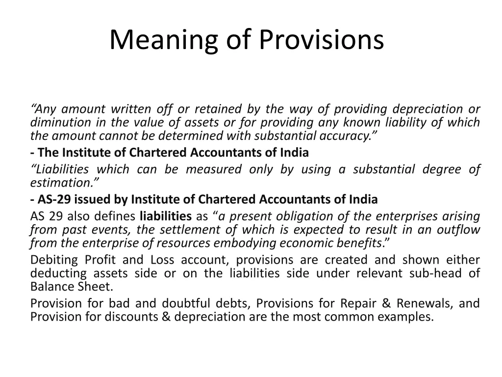 meaning of provisions