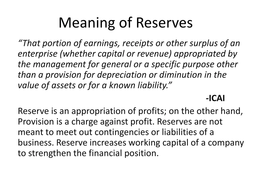 meaning of reserves