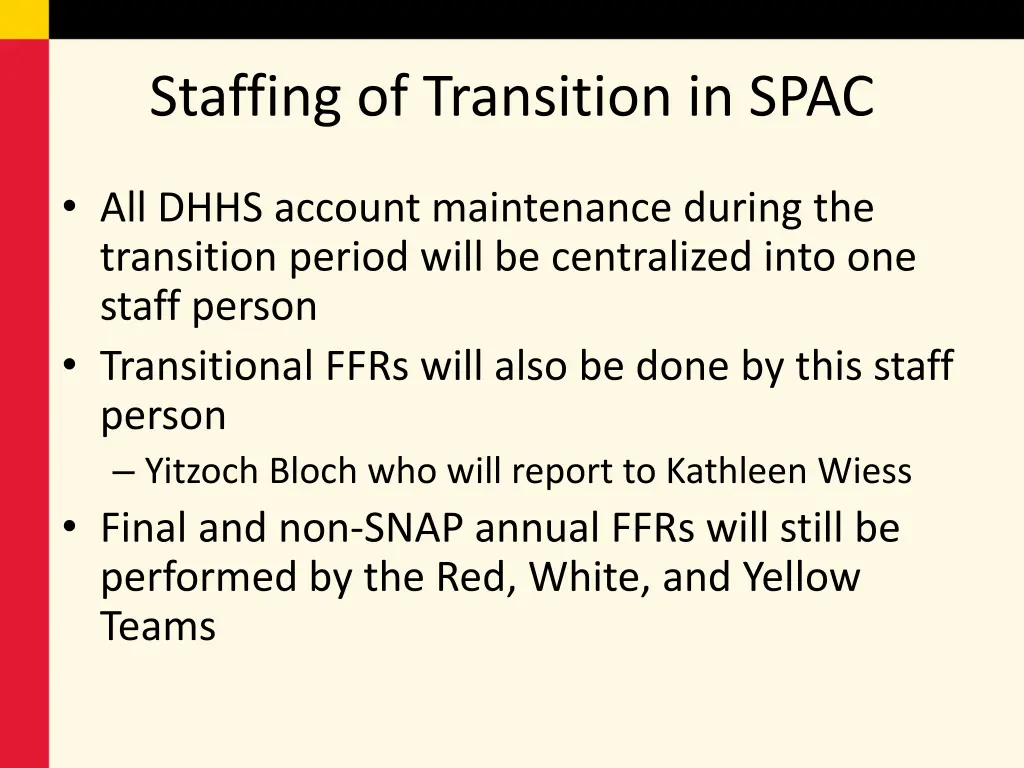 staffing of transition in spac